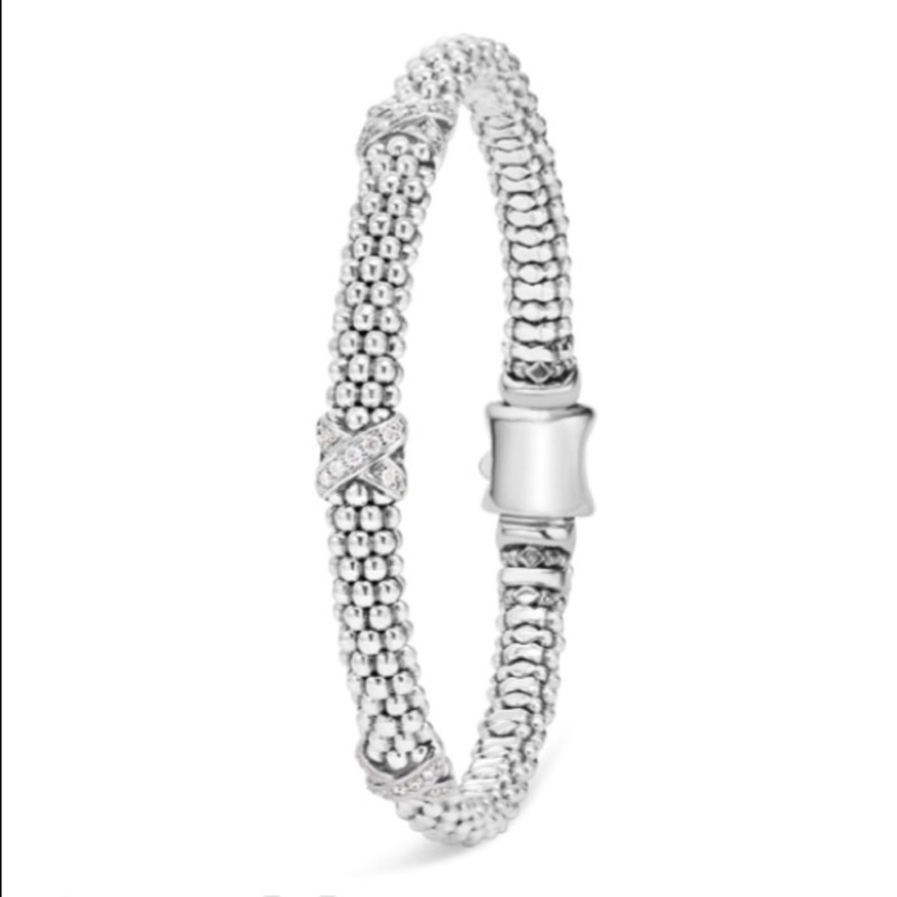 SOLD SALE LAGOS DIAMOND TRIPLE X BRACELET, SS, 6MM